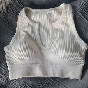 Elegant White Ribbed Crop Top